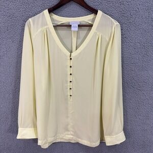 Soft Surroundings Blouse L Yellow Boho Cottage Minimalist Feminine Quiet Luxury‎